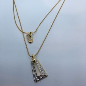 Gold tone double Gemstone Necklace